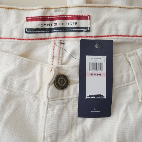 Tommy Hilfiger Relaxed Fit Tapered Leg Carpenter Jeans Off White Mens Size 40x30 - Picture 8 of 12